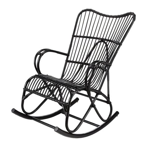 Fauteuil chaise longue à bascule design contemporain en vente chez maisons du monde. Rocking chair rotin noir Louisiane | Maisons du Monde