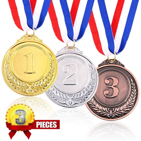 Swpeet Metal Gold Silver Bronze Award Medals With Ribbon Olympic Style