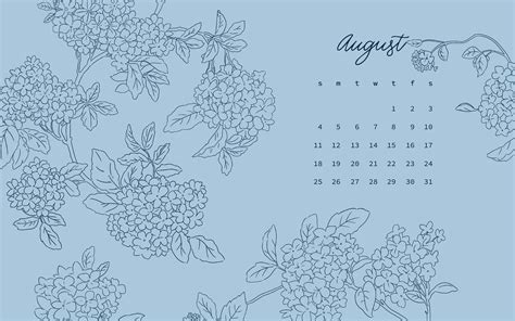 Navy August Desktop Calendar Monika Hibbs