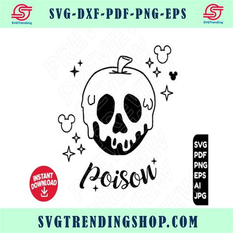 Poison Apple Svg Snow White Disney Svg Disney Princess Svg Vector Cut File Clipart