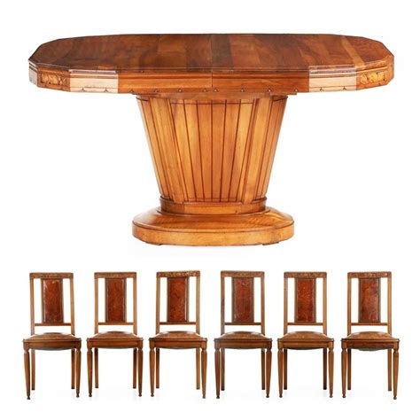 At 1stdibs, browse art deco furniture by designer, including works by georg jensen and rené lalique, or by category, from angular chairs and sculptural burl wood tables to lighting and decorative objects. Art Deco Carved Walnut Dining Table with Six Leather ...