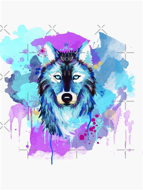 Wolf Watercolor Wolf Painting Colorful Wolf Artistic Wolf Wolf Art