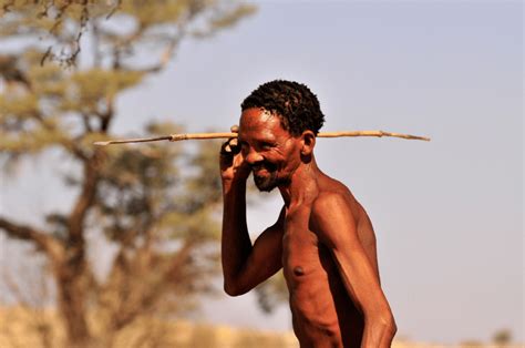 Khomani San Hunter From The Kalahari With A Light Weight Spear Note