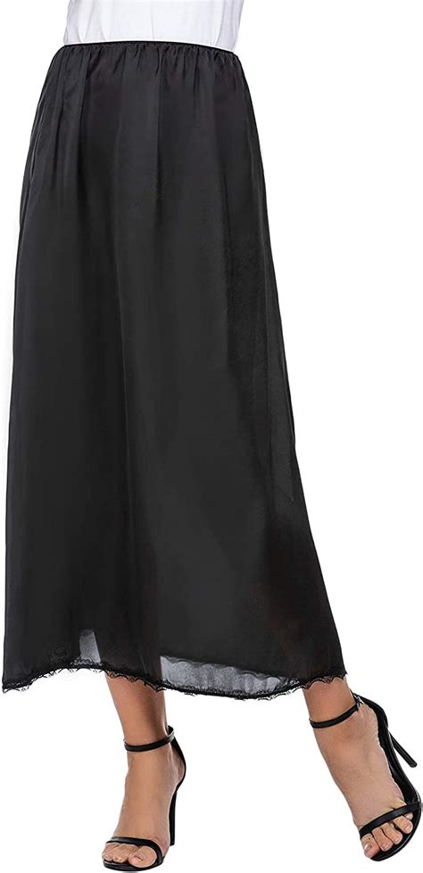 Avidlove Womens Satin Half Slip 36 Lace Long Underskirt S Xxl Black