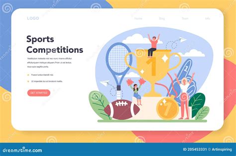 Physical Education Or School Sport Class Web Banner Or Landing Stock