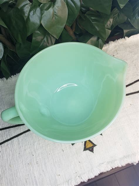 Jadite Mixing Bowl Vintage MCM Fire King Handled Spouted Etsy