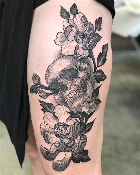 Tattoo Snob On Instagram Skull Flower By Thepaperweight At