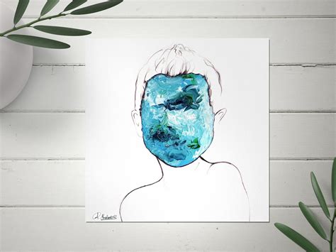 Restless Blue Boy Portrait Children Wall Art Abstract Etsy