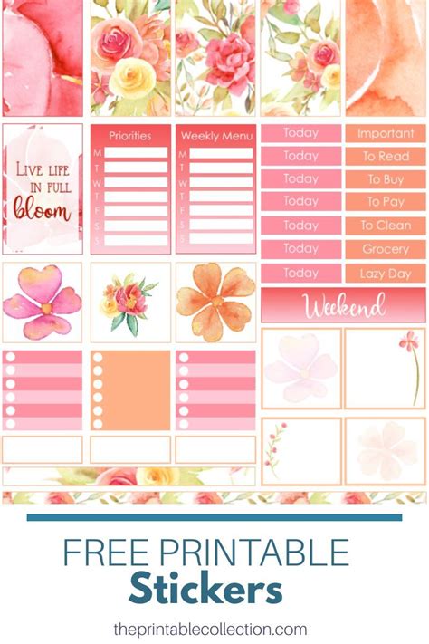 Free Printable Watercolor Flowers Stickers Free Printable Planner