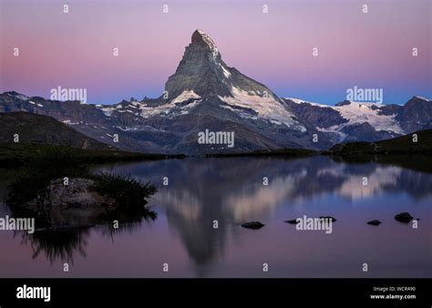 Matterhorn Reflected In The Stellisee At Sunrise Zermatt Valais