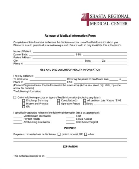 Personal Health Information Release Form