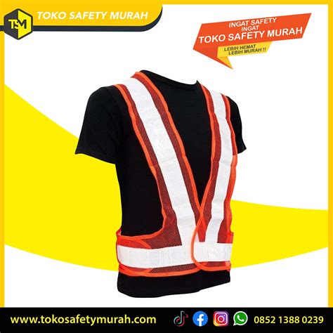 Rompi Jaring Model V Orange Scotlight Silver Safety Vest Jala Proyek