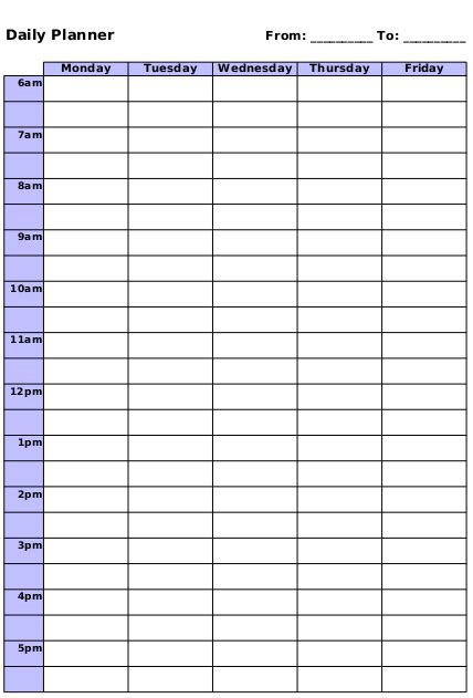 Time Management Daily Planner Templates Hq Printable Documents