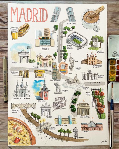 Mapa Ilustrado De Madrid Bow Art