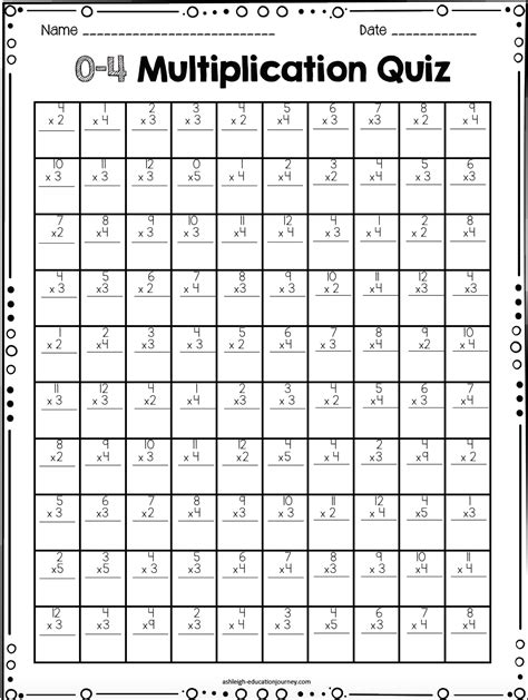 Free 4th Grade Multiplication Worksheets