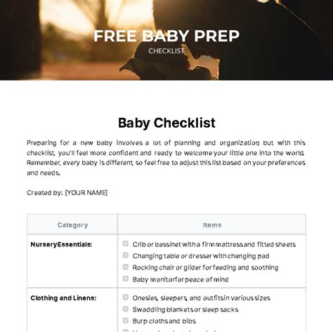 Free Baby Checklist Templates And Examples Edit Online And Download