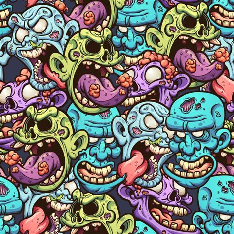 Zombie Pattern Seamless Zombies Background Stock Vector Illustration