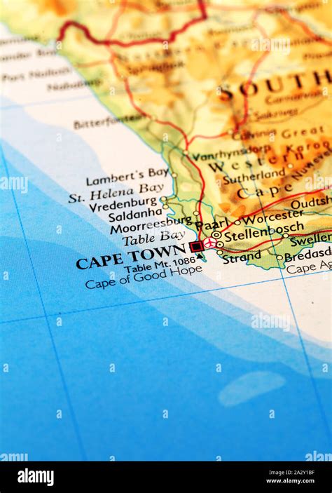 Cape Town South Africa On Atlas World Map Stock Photo Alamy
