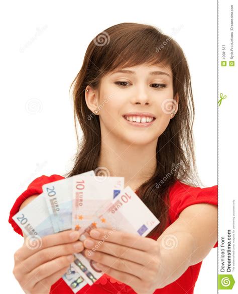 teenage girl with euro cash money stock image image of economics financial 40001557