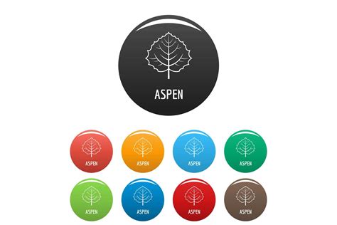 Aspen Leaf Icons Set Color Vector By Anatolir56 Thehungryjpeg