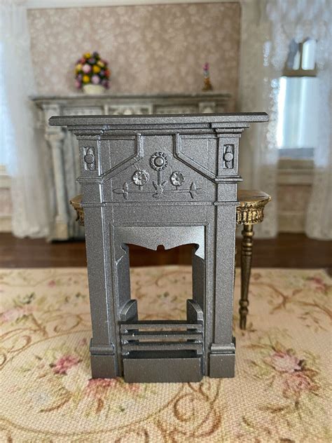 Vintage Miniature Dollhouse England Clay Wall Fireplace Feature Artisan