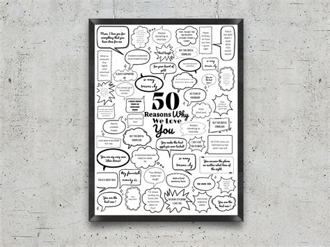 50 Reasons Why Things We Love About You 50th Birthday T Poster