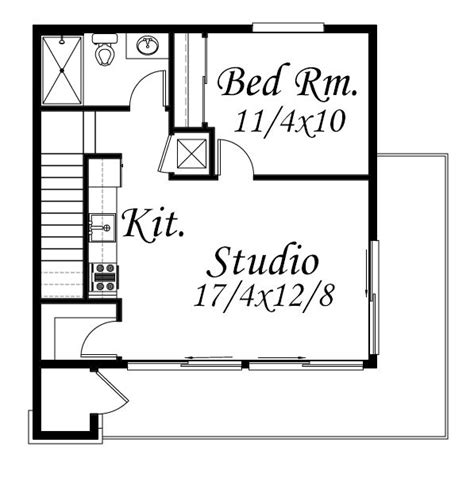 Modern Garage Apartment Plan 2 Car 1 Bed 1 Bath 758 Sq Ft 100