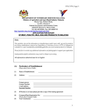 Department of veterinary services malaysia. Fillable Online DEPARTMENT OF VETERINARY SERVICES MALAYSIA ...