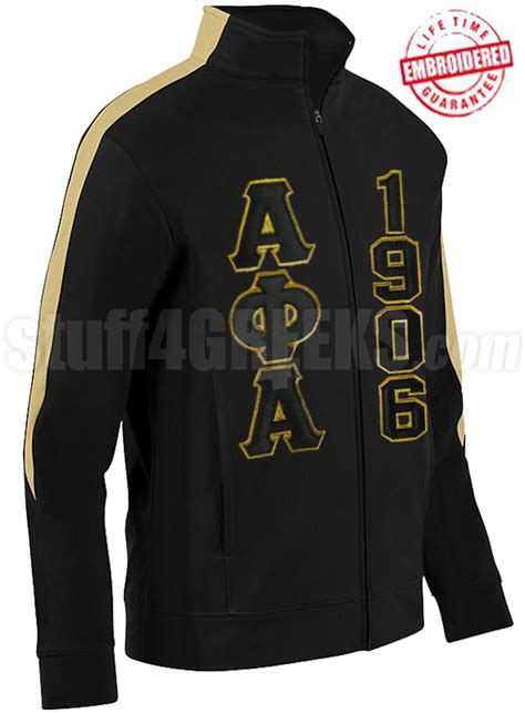 Alpha Phi Alpha Track Jacket With Greek Letters And Founding Year