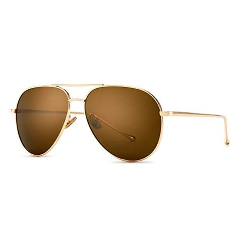 Sungait Women’s Lightweight Oversized Aviator Sunglasses Polarized Lens Light Gold Frame Non