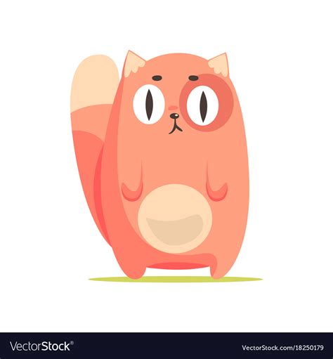 Funny Red Cat With Big Eyes Cute Cartoon Animal Vector Image