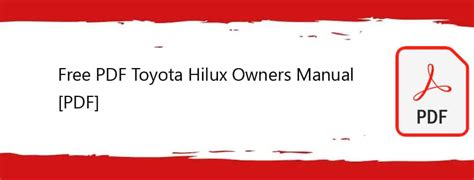 Free Pdf Toyota Hilux Owners Manual Pdf