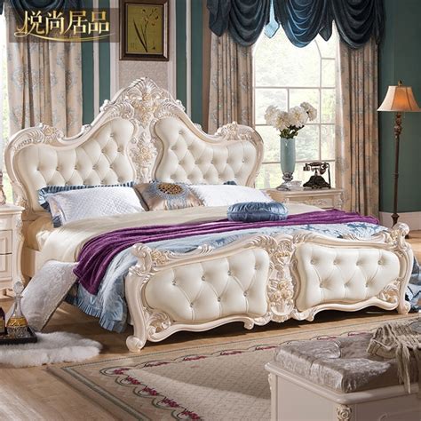 French Luxury Bedroom Furniture Bed With Ivory White No Mattress H908