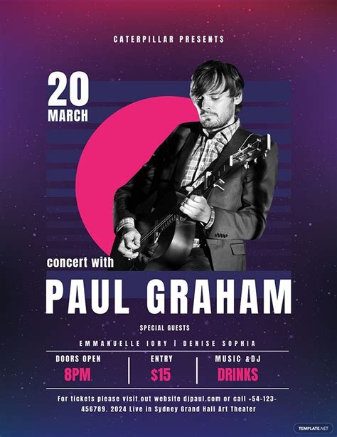The Poster For Paul Grahams Concert With His Band In Which He Is Playing Guitar