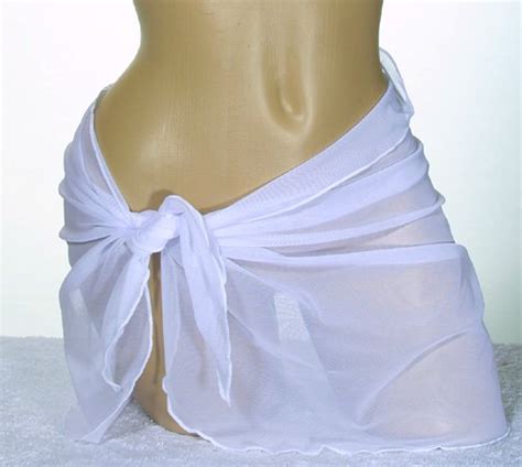 Sexy Short Sheer White See Thru Mesh Sarong Perfect Bikini Cover Up
