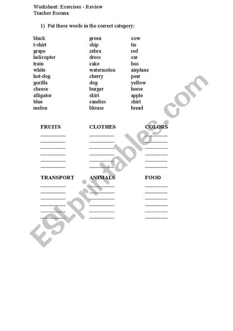 Worksheet Exercises Review