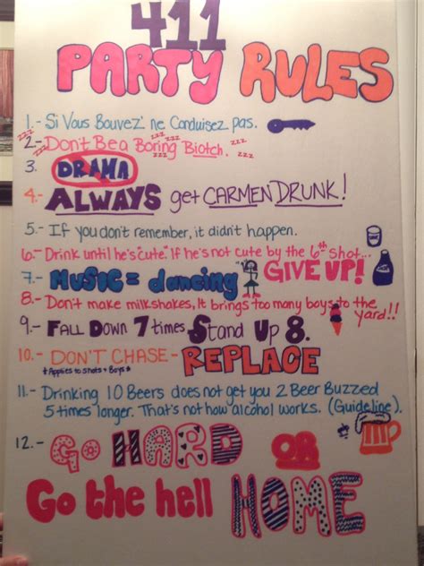 rules to always party by party rules bonfire party party