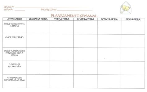 Modelos De Planejamento E Semanário Para Professores