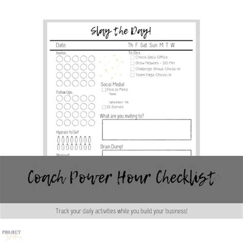 Coach Power Hour Checklist Coach Daily Planner Challenge Etsy
