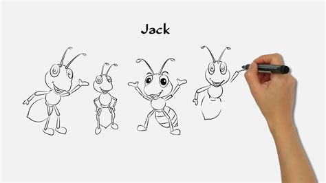 Of someone's hand actually drawing on a whiteboard, but now the process is largely automated and faked. Jack The Smarter Ant - doodle / whiteboard animation video - YouTube