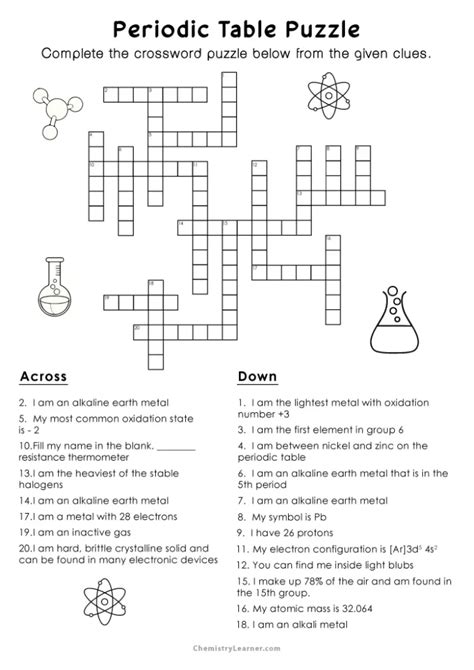 Free Printable Periodic Table Puzzle Worksheets