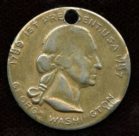1789 1797 1st President Usa George Washington Gold Tone Holed Coin