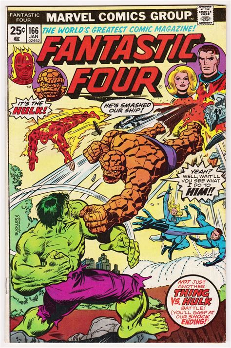 Fantastic Four 166 Thing Vs Hulk Mvs Intact Marvel 1976 Fn Fantastic Four Marvel