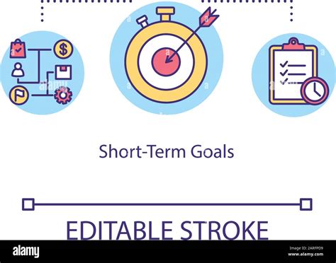 Short Term Goals Concept Icon Strategic Plan Idea Thin Line
