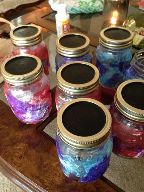 Modge Podge Mason Jars With Chalkboard Paint Lid Mason Jars Jar Crafts Jar