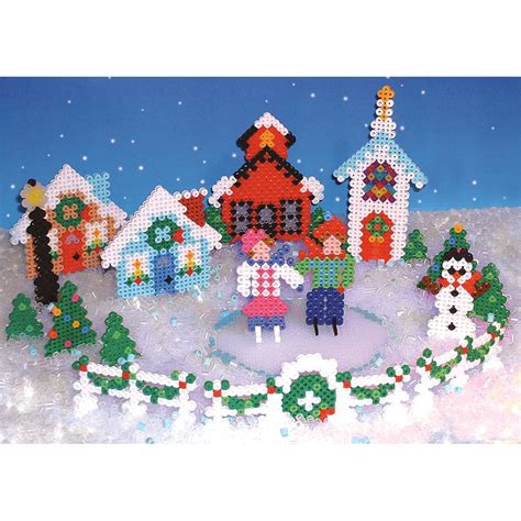 Create Your Own Winter Scene From Perler Beads Includes Houses A Town