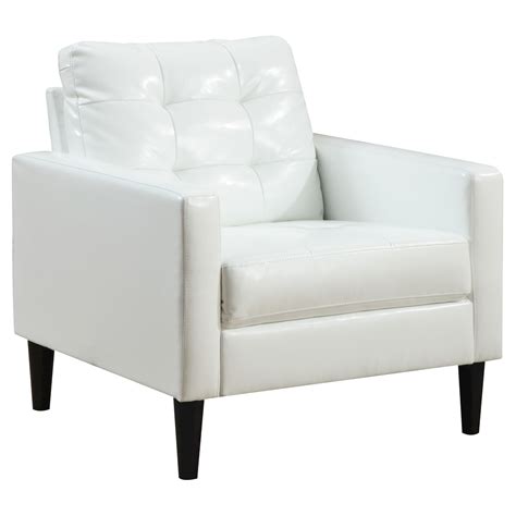 Balin Accent Chair White Faux Leather Acme Furniture Leather Accent