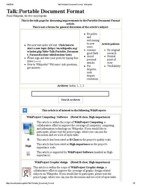 Talk Portable Document Format Wikipedia Wikipedia Portable