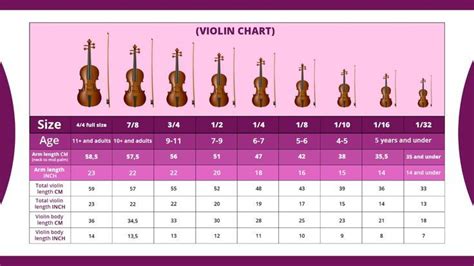 Violin Size Chart Violin Sizes Violin Violin Lessons
