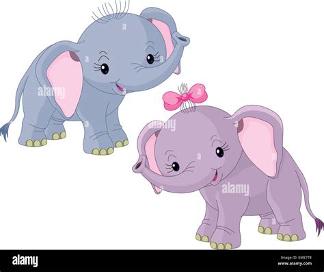 Two Babies Elephants Stock Vector Image And Art Alamy